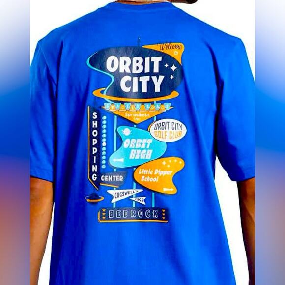 Reebok 2XL Men’s Standard Graphic Tee, Jetsons meet the Flintstones Blue - Picture 4 of 5